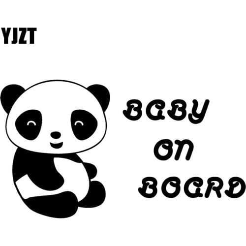 YJZT 16.5X9.3CM Cute Panda Animal Vinyl Car Sticker BABY ON BOARD Window Trunk Decoration Decals C25-0325