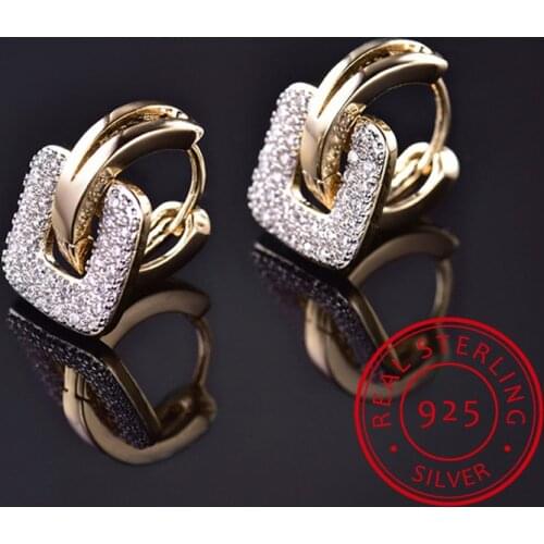 LEKANI 2019 Unique Square Shaped Piercing Huggie Hoop Earring for Women Silver/Gold 2 colors Earing Round Fine Jewelry