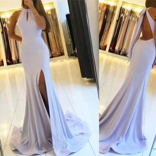 Cheap Simple Custom Made Long Lilac Mermaid Chiffon Women Prom Dresses Summer Chiffon Formal Evening Dresses
