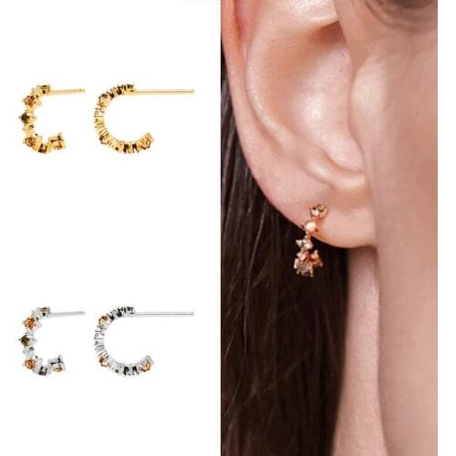 Gold\Silve 925 Silver Ear Needle Ladies Zircon Jewelry 18K Gold-Plated Classic Fashion Hoop Earring For Women Wholesale Gifts