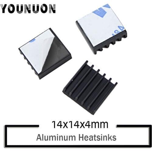 100Pcs YOUNUON Black 14x14x4mm Cooling Accessories DIY Heatsink CPU GPU IC Memory Chip Aluminum Heat Sink Cooler Radiator