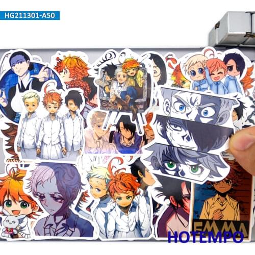50pcs Dark Anime Style Promised Neverland Pattern Sticker Pack for DIY Phone Laptop Suitcase Pad Case Car Cartoon Decal Stickers