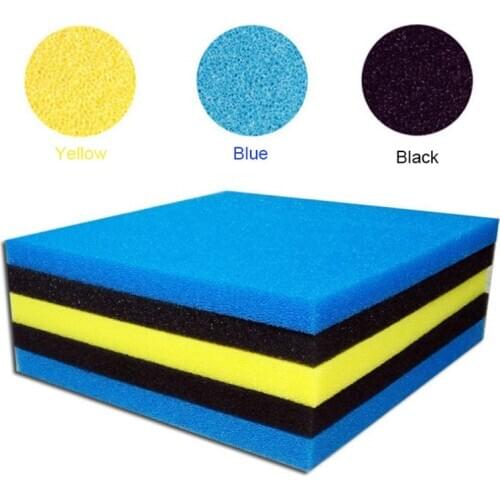 50cmx50cmx2cm Filtration Foam Aquarium Fish Tank Biochemical Filter Sponge Pad Skimmer Sponge Supply Tank Blue Black Yellow