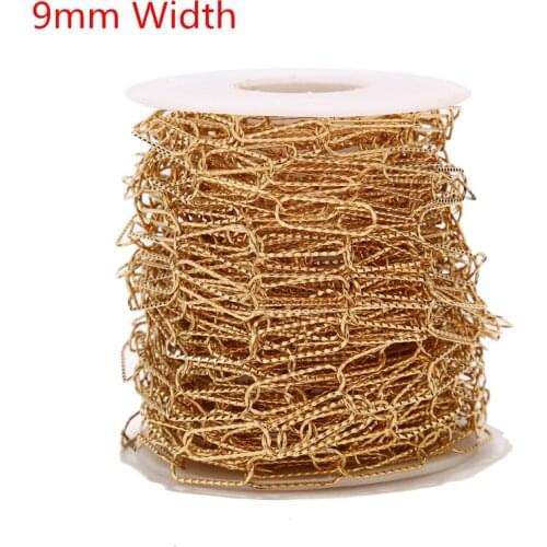 9mm Width Gold Plated Stainless Steel Paperclip Chains Necklaces Strong Oval Cable Link Chain for DIY Jewelry Making Findings