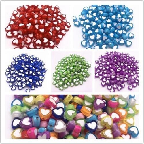 50pcs 8x4mm Heart Beads Acrylic Spacer Beads Fit Jewelry Making DIY Bracelet Accessories