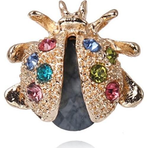 1 Piece 6 Color Cartoon Creative Beetle Brooch Alloy Diamond WomenS Insect Brooch Costume With Accessories