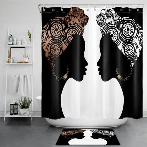Black Girls Shower Curtain African Ameican Women Face to Face Shower Curtain Tribal Afro Women Shower Curtain