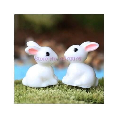 DHL 1000pcs Miniature Lovely White Rabbit Figurines Fairy Animals Figures Toys Micro Toy for baby