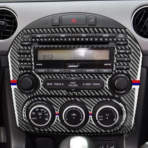 For Mazda MX-5 Miata Roadster Colorful Carbon Fiber Air Conditioning CD AC Panel Radio Frame Cover Stickers 2PCS Accessories