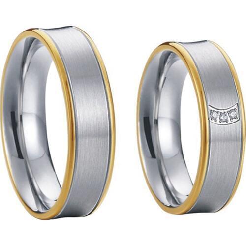 Gold color alliances titanium steel promise rings wedding rings for couples