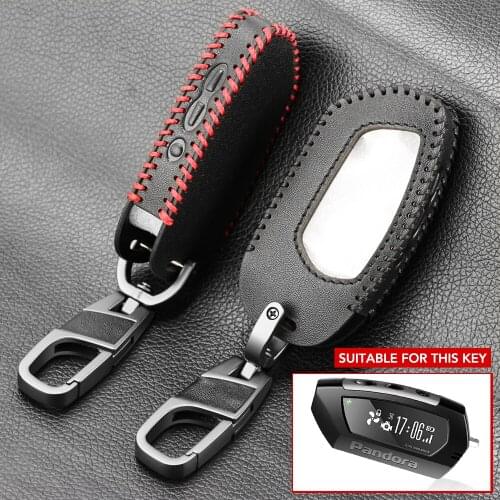 Leather Key Case For Pandora DX 90 Lora DX 57 DX 90B DX-91Lora Russian Version Two Way Car Alarm LCD Remote Controller Cover