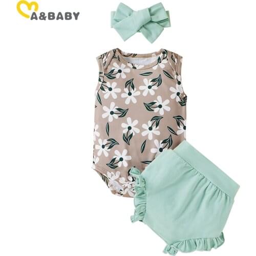 Ma&Baby 0-12M Summer Newborn Infant Baby Girl Clothes Set Flower Vest Tops Ruffles Shorts Outfits Clothing Costumes