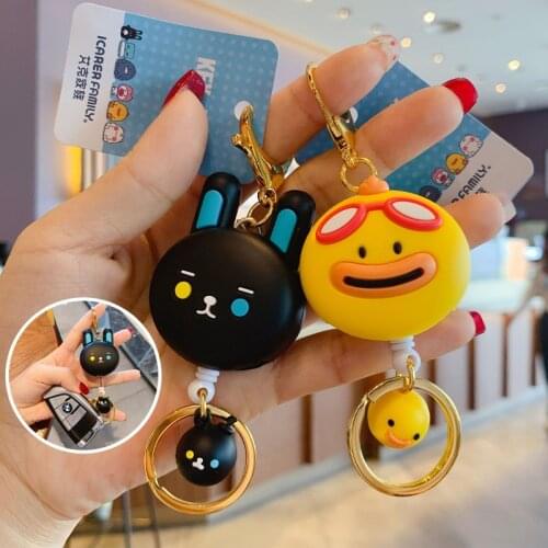 Cute Retractable Cartoon Anime Keychain Lovely Portable Animal Multifunctional Car Key Chain School Bag Pendant Card Key Holder