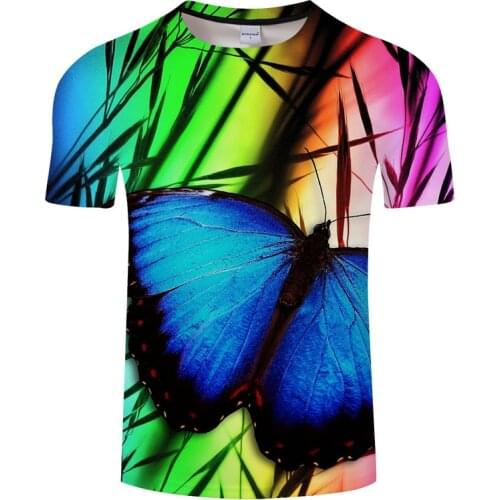 In the summer of 2021 the new butterfly woman Santa Claus printed blue flame mens clothing short sleeve T-shirt