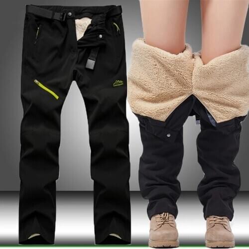 Men Outdoor Winter Warm Fleece Pants Hiking Trekking Fishing Camping Pants Male Softshell Trousers Sports Thick Waterproof Pants