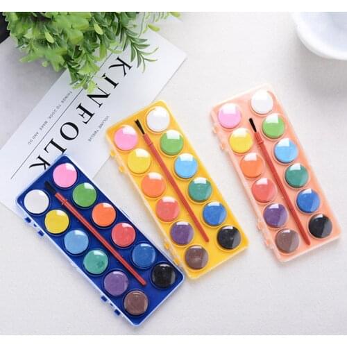 Practice drawing 12 Colors Solid Watercolor Paint Brush Set Kids Learning Drawing Pigment Tool