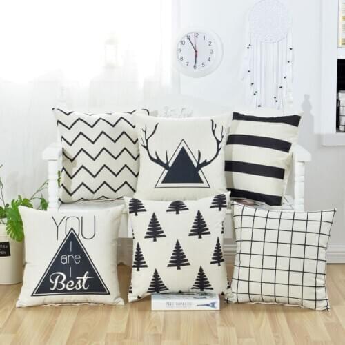 Nordic style Geometric FigureLinen Letter Printing Pillowcase Cotton And Linen Pillowcase decorate Sofa Car Cushion Cover 45x45
