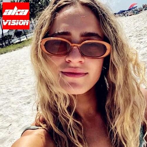 AKA VISON Luxury Oval Sunglasses Women 2021 Retro Brand Designer Glasses Female Small Eyewear Women Mirror Oculos De Sol Gafas