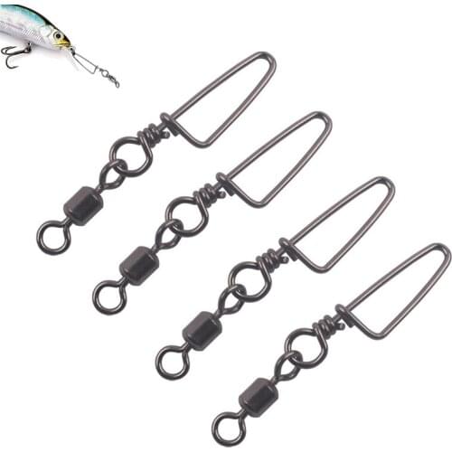 10PCS Fishing Rolling Swivel Snap with Coast Lock Snap Stainless Steel Connector Pin Bearing Rolling Swivel Fish Accessories