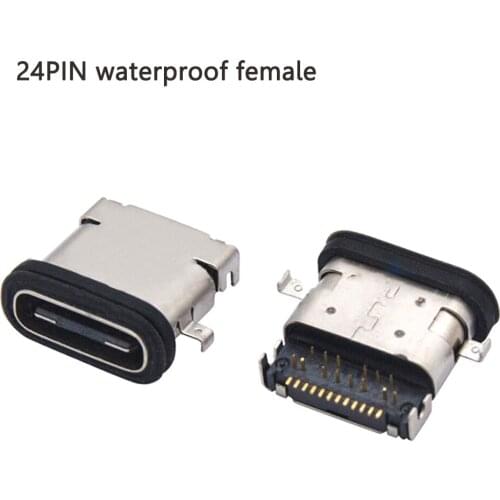 10pcs USB3.1 Type-c Micro 24pin Shen Plate1.1 Waterproof DIP SMT Connectors Female Port Jack Tail Plug Socket Electric Terminals