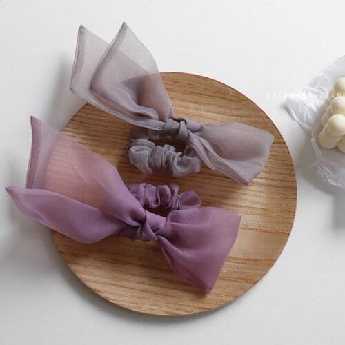 Large Bow Hair Scrunchies Ties Women Girls Ponytail Holder Elegant Mesh Hair Bows Elastic Hair Rope Headwear Hair Accessories