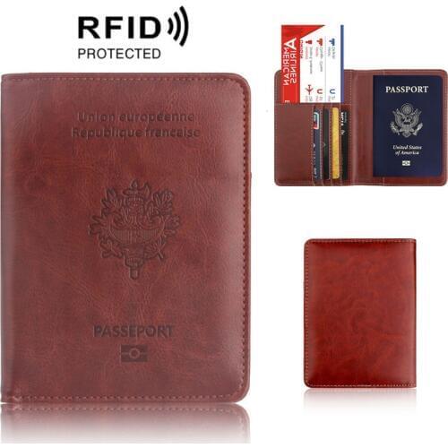 RFID Blocking France Passport Cover Bag Leather Fashion Travel Gallo French Passport Holder Case Wallet for Men Women