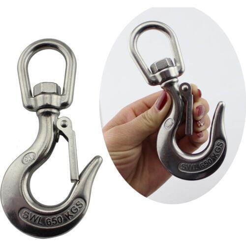 Silver 304 Stainless Steel American Type Trigger Clevis Type Swivel-Eye Lifting Snap Tone Hook with 650KG Working Load Limit 1pc