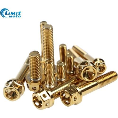 M6 / M8 hexagonal hollow gold color Stainless steel 304 screw flange head screw For electric car motorcycle