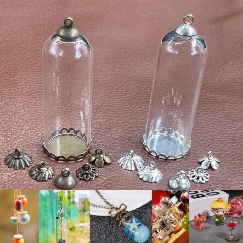 50x18mm Bell jar shape tube clear glass bubble bottle mix tray cap DIY glass vial necklace accessories finding landscape jars