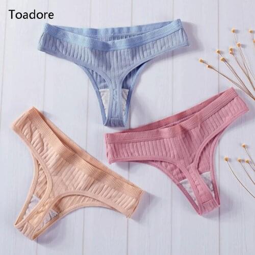 Toadore 3 PCS/Lot Womens Thongs 100% Cotton Thong Panties For Teenage Girls Tanga Mujer String Woman Underwear Female Lingerie