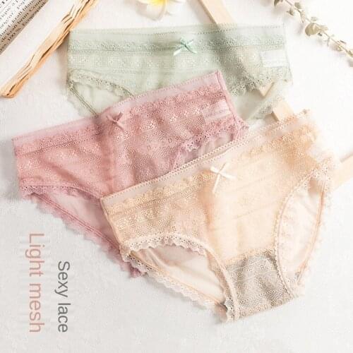 New lace sexy breathable briefs girls cotton comfortable skin-friendly ladies underwear pink panties