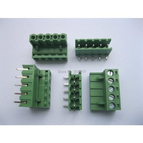 Angle 5 way/pin 5.08mm Screw Terminal Block Connector Pluggable Type Green 50 Pcs Per Lot HOT Sale