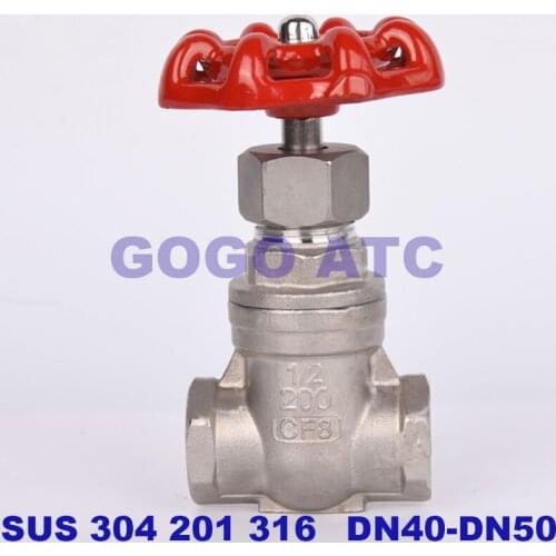 Stainless steel 304/201/316 gate valve Z15W-16P DN40-DN50 mm female thread 1' 6' tap water valve switch ball valve