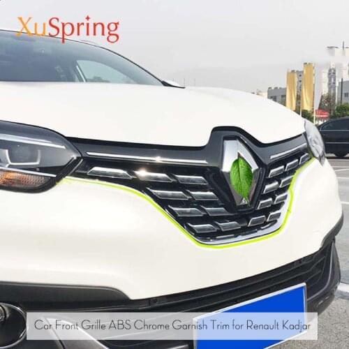 For Renault Kadjar 2016 2017 2018 2019 Front Mesh Grille Cover Trim Bonnet Garnish Molding Guard Protector Car Styling Stickers