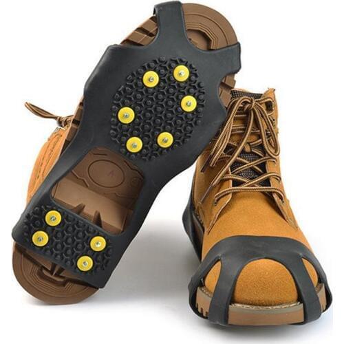 Winter Outdoor Camping Hiking Clambing Anti Slip Ice Cleats Shoe Boot Grips Crampon Chain Spike Sharp Snow Travel Kits
