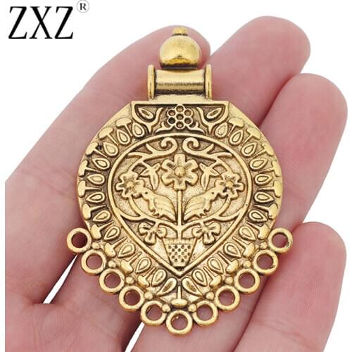 ZXZ 2pcs Antique Gold Ethnic Tribal Boho Multi Strand Connector Charms Pendants for Necklace Making