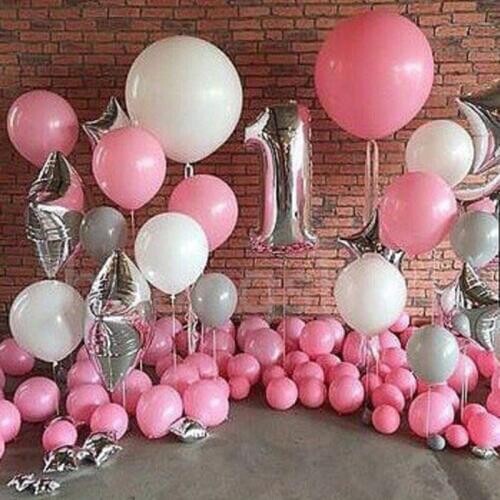 1set Birthday Party Balloon pink white Helium Foil Balloons Boy Girl My 1Years old Baloon Baby Shower Party Decorations Supplies