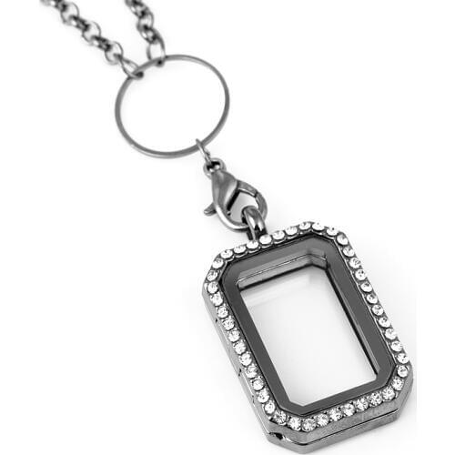 10pcs/lot New Arrive Free Chain Alloy Dog Tag Floating Memory Lockets With Rhinestone Necklace Pendant For Women(Free Chain)