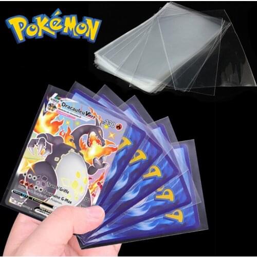 100Pcs Pokemon Card Sleeves Transparent Protector Cards Playing Game VMAX Display Yugioh Pokémon Case Holder Folder Kid Toy Gift