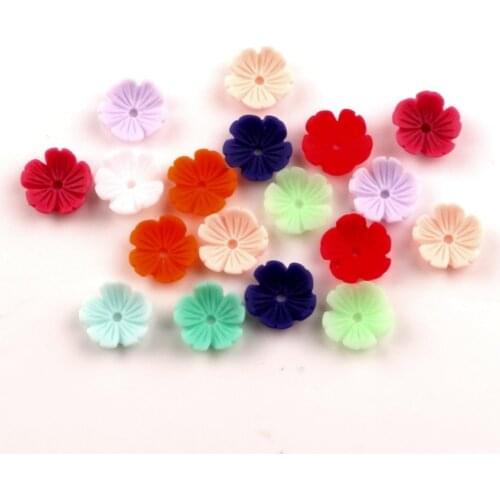 100Pcs Mixed Resin 10mm Flower Decoration Crafts Beads Flatback Cabochon Scrapbooking For Embellishments Kawaii Diy Accessories