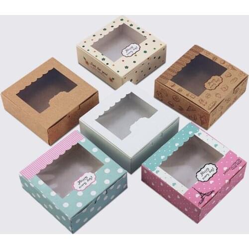 20pcs Cupcake box with window White Brown kraft paper Boxes Dessert Mousse Packaging Box 4/6/8 Cup Cake Holders Box wholesale