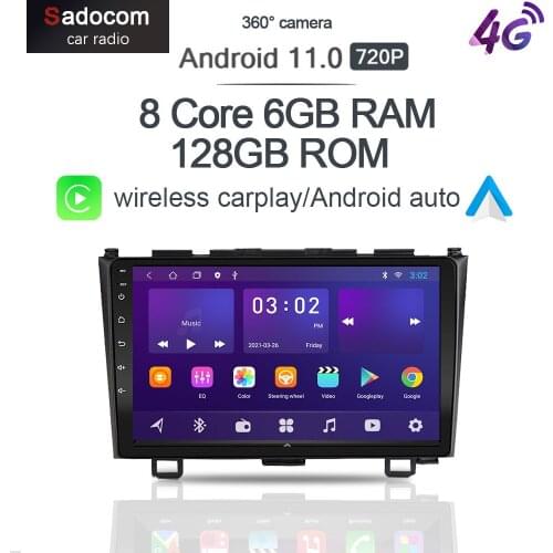 360 Panoramic Carplay 6G+128G Android 10.0 Car DVD Player GPS Map WIFI Bluetooth 5.0 RDS Radio For Honda CR-V 3 RE CRV 2007-2011