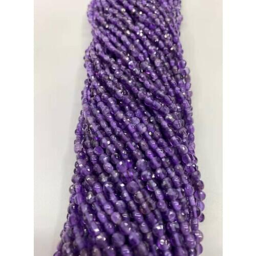 AAAA natural crystal Amethyst double tortoise cut face Natural stone jewelry DIY boutique length 38cm