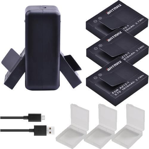 For 3Pcs 1010mAh Original Xiaoyi Battery AZ13-1 Battery + USB Dual Charger for Xiaomi Yi XiaoYi Sports Action Camera DV Cam