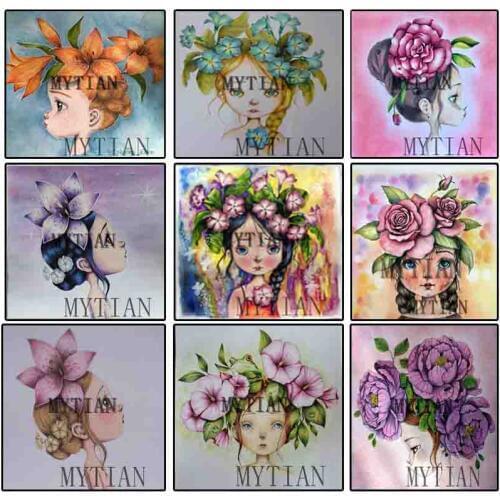 Full square/round Drill 5D DIY Diamond Painting Cartoon girl flowers Embroidery Cross Stitch 5D diamond Mosaic art Home Decor