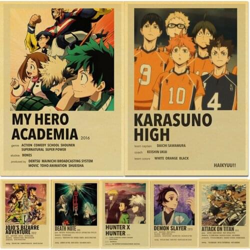 Anime Collection Death Note/Hunter × Hunter/Haikyuu!! Retro Posters Wall Stickers Kraft Paper Prints Home Decoration Painting