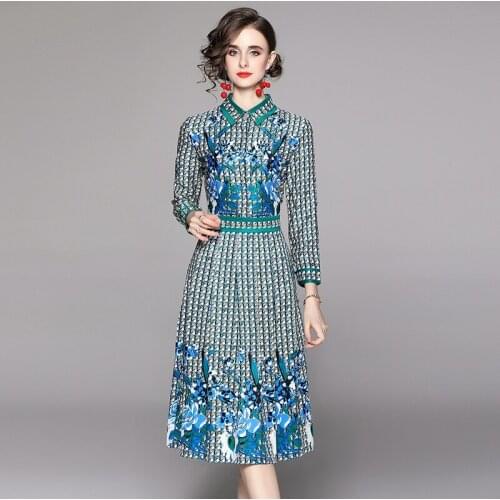 Banulin Women Autumn Elegant Floral Dress Festa High Quality Long Vintage Party Robe Femme Runway Designer A-Line Vestidos