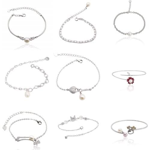 Lo Paulina 100% 925 Sterling Silver Freshwater Pearl Bracelet For Women Gift Girls Lady Birthday Favor Drop Shipping