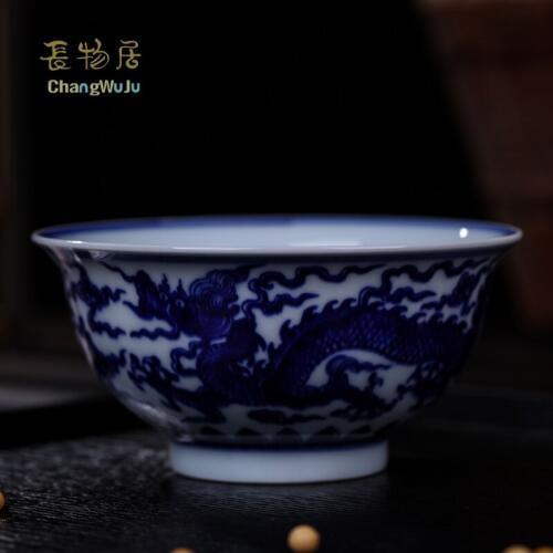 Changwuju Bowls handmade tableware Jinhdezhen blue and white porcelain bowl with pine,bamboo and prunus Beautifully ceramic bowl