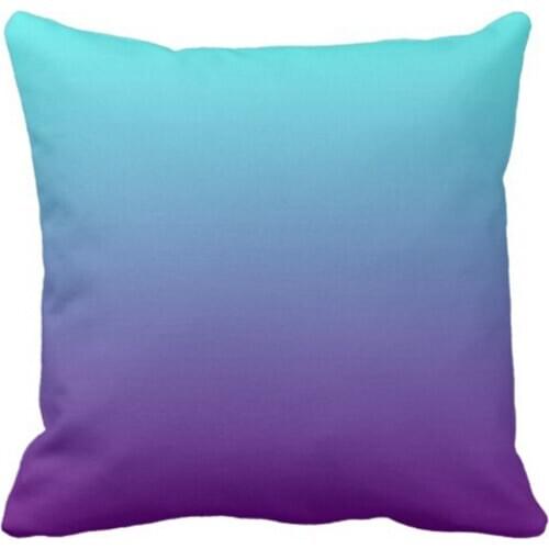 Throw Pillow Cover Teal Plain Simple Gradient Turquoise Blue Purple Periwinkle Decorative Pillow Case Home Decor Square 18 x 18